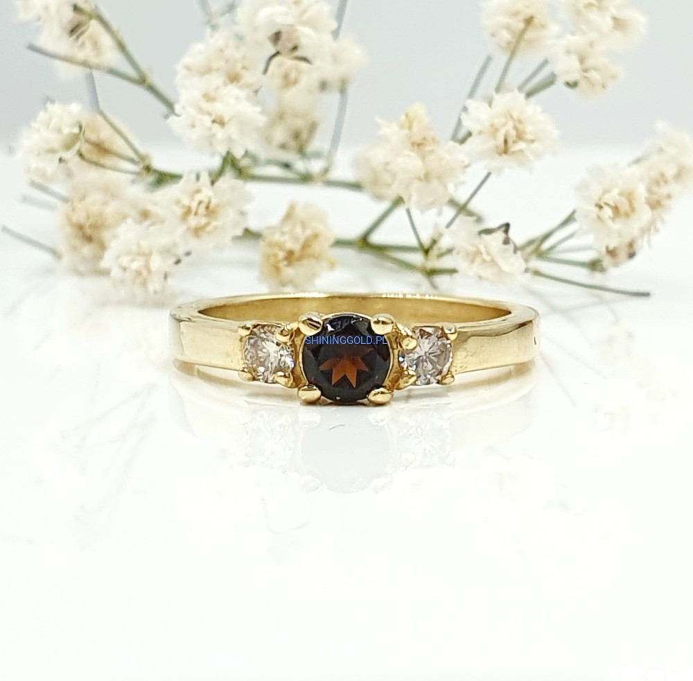 Złoty pierścionek z Turmalinem i Diamentami (1035.WS)