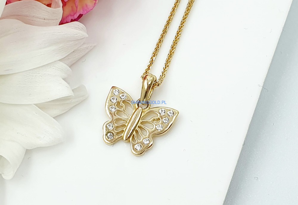 Złota zawieszka Motylek z cyrkoniami  (361.WS)