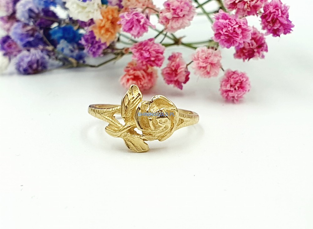 Złoty nowy pierścionek Róża (039P)