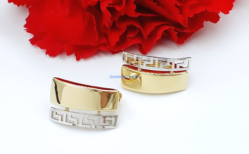 Złote kolczyki z greckim wzorem (722.A)