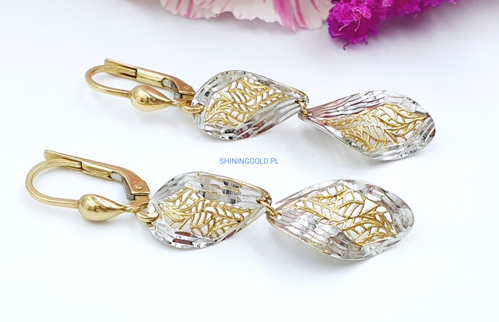 Złote kolczyki ażurowe listki (797.WS)