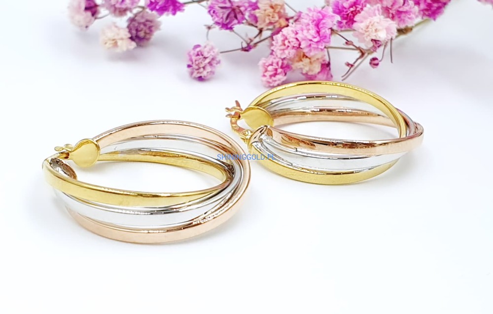 Złote, nowe kolczyki w trzech kolorach złota (743.WS)