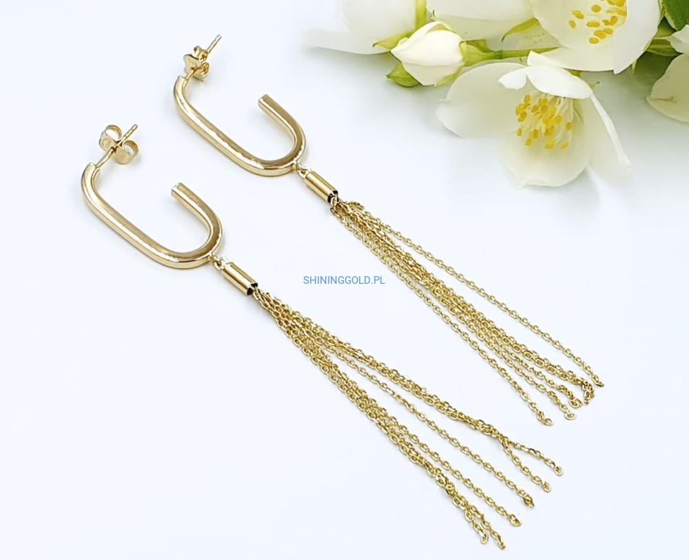 Złote, nowe wiszące kolczyki łańcuszki (792.WS)