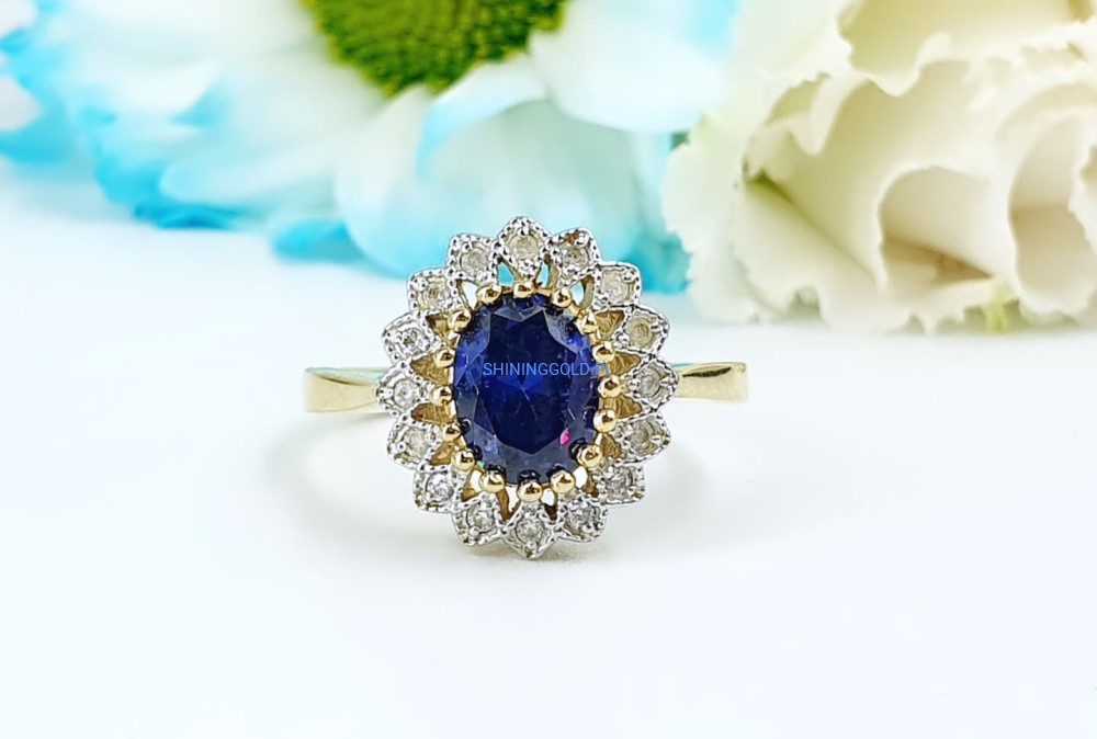 Złoty, nowy pierścionek markiza z cyrkoniami (036.ws)