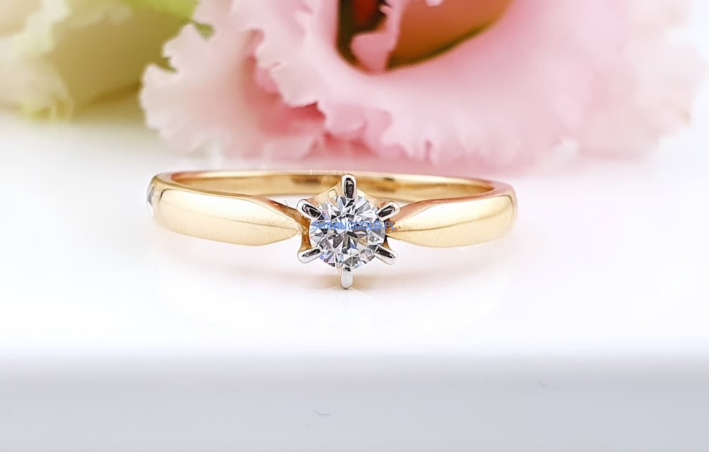 Złoty, nowy pierścionek z cyrkonią  (060.WS)