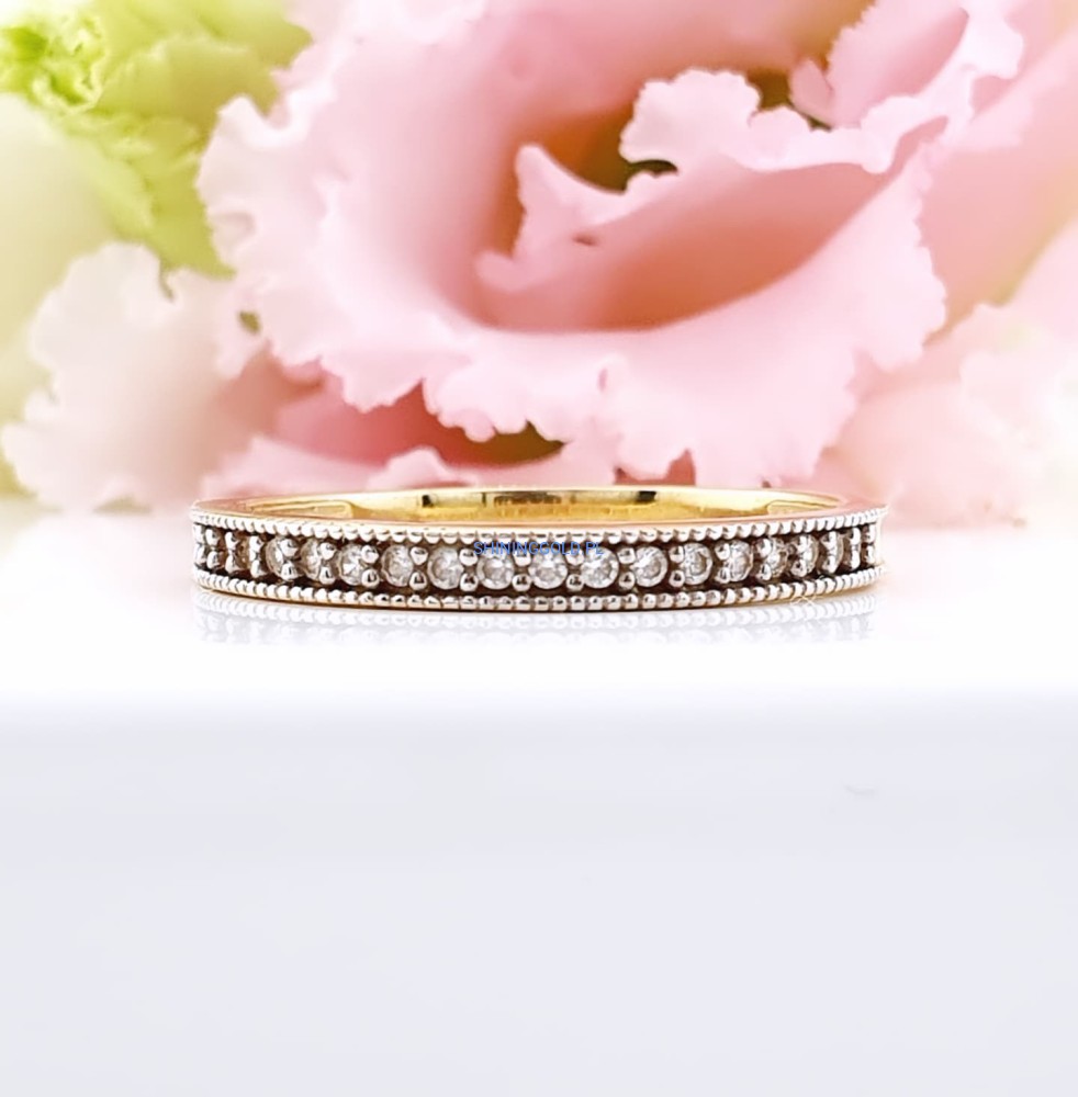 Złoty, nowy pierścionek/obrączka z cyrkoniami (062.WS)