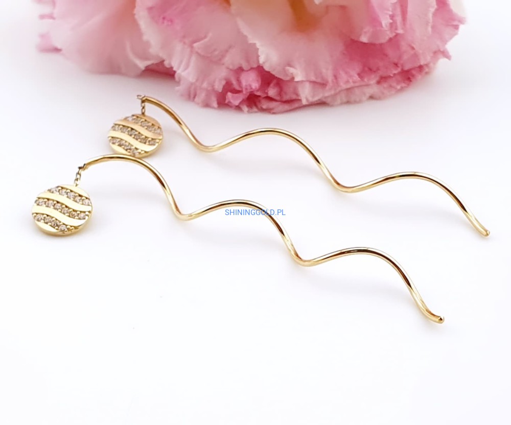 Złote, nowe kolczyki wiszące „Sprężynki” (7039.WS)