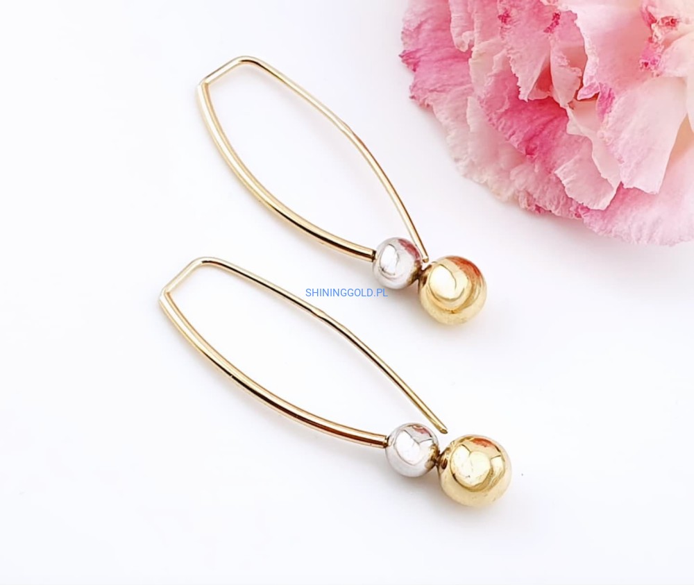 Złote, nowe kolczyki wiszące z kulkami  (7042.WS)