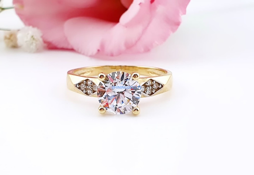 Złoty, nowy pierścionek z dużą cyrkonią  (083.WS)