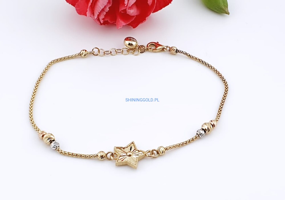 Złota, nowa Bransoletka z Gwiazdką (404.P)