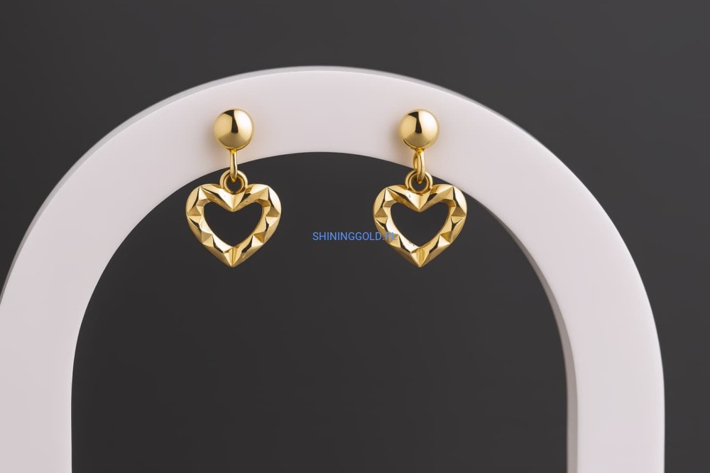 Złote, nowe Kolczyki Wiszące Serduszka (7061.WS)