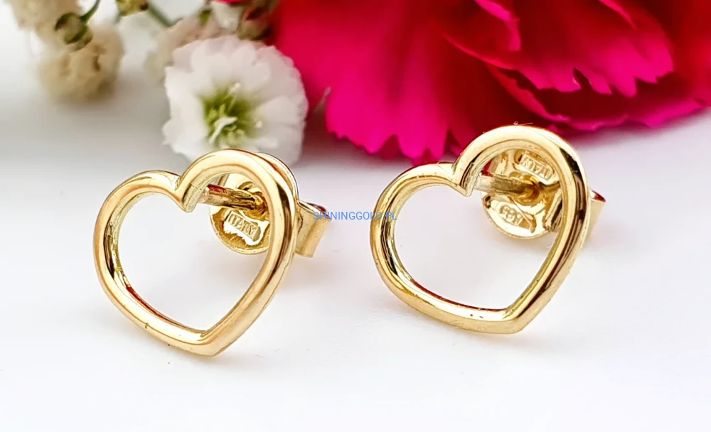 Złote kolczyki Serduszka  (7064WS)