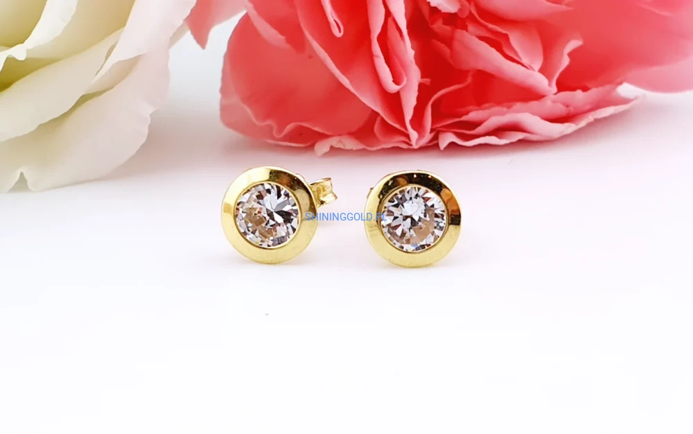 Złote kolczyki z cyrkonią  (706AC)