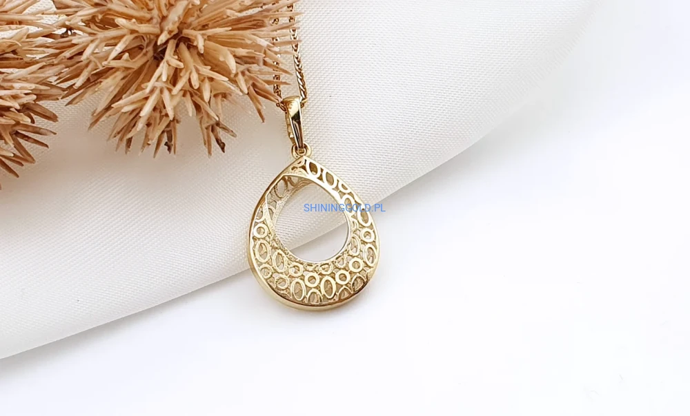 Złota zawieszka ażurowa łezka (3110WS)