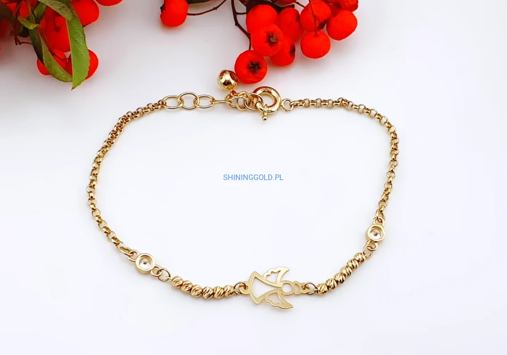 Złota bransoletka z aniołkiem 585 (418A)