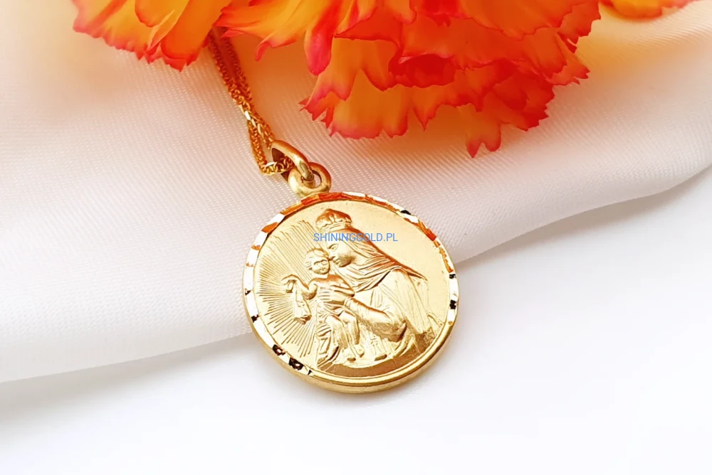 Złoty medalik 585 dwustronny Matka Boża i Jezus (303P)
