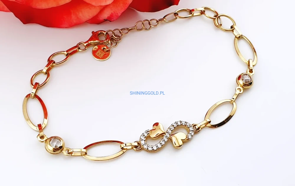 Złota bransoletka z cyrkoniami (909WS)