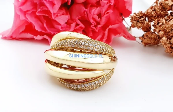 zloty pierscionek 585 z cyrkoniami rozmiar 20