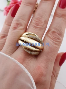 zloty pierscionek 585 z cyrkoniami rozmiar 20