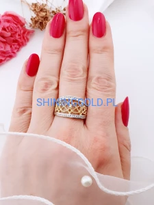 zloty pierscionek 585 azurowy z cyrkoniami rozmiar 23
