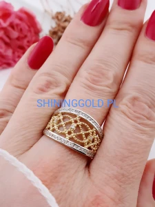 zloty pierscionek 585 azurowy z cyrkoniami rozmiar 23