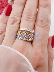 zloty pierscionek 585 azurowy z cyrkoniami rozmiar 23