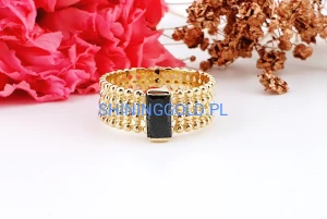 zloty pierscionek 585 z czarna cyrkonia rozmiar 17