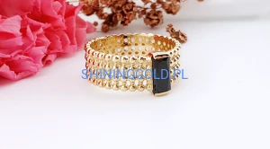 zloty pierscionek 585 z czarna cyrkonia rozmiar 17