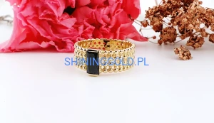 zloty pierscionek 585 z czarna cyrkonia rozmiar 17