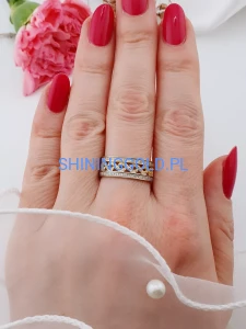 zloty pierscionek 585 azurowy z cyrkoniami rozmiar 18