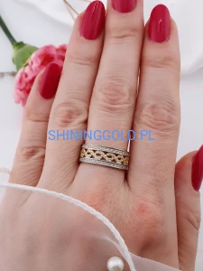 zloty pierscionek 585 azurowy z cyrkoniami rozmiar 18