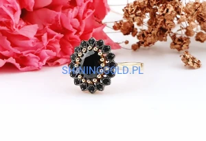 zloty pierscionek 585 z czarnymi cyrkoniami rozmiar 19
