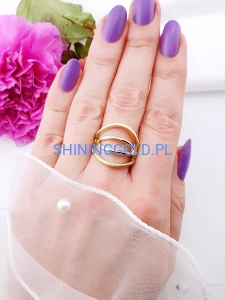 zloty pierscionek 585 nowoczesny azurowy rozmiar 19