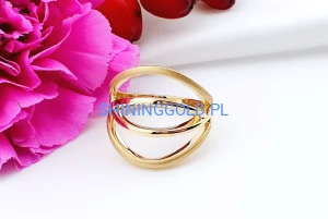 zloty pierscionek 585 nowoczesny azurowy rozmiar 19