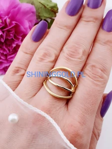 zloty pierscionek 585 nowoczesny azurowy rozmiar 19