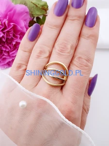 zloty pierscionek 585 nowoczesny azurowy rozmiar 19