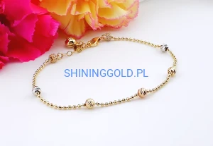 złota bransoletka 585 z kulkami regulowana 17-20 cm