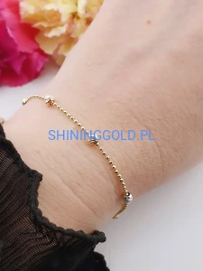 złota bransoletka 585 z kulkami regulowana 17-20 cm