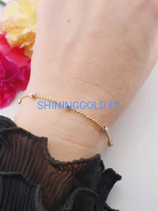 złota bransoletka 585 z kulkami regulowana 17-20 cm