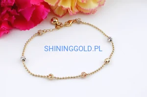 złota bransoletka 585 z kulkami regulowana 17-20 cm