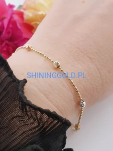 złota bransoletka 585 z kulkami regulowana 17-20 cm