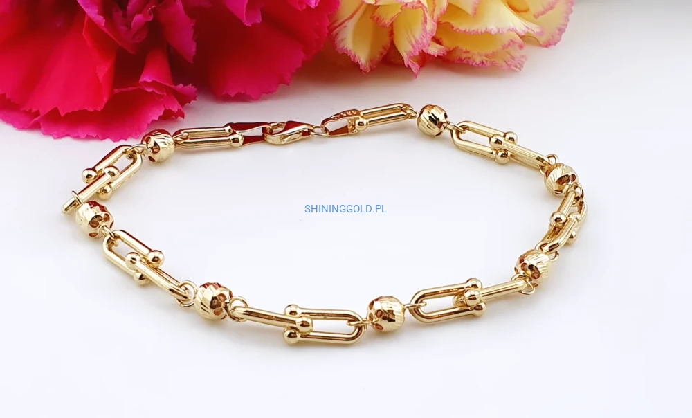 Złota bransoletka 585 – elegancki łańcuszkowy wzór (412A)