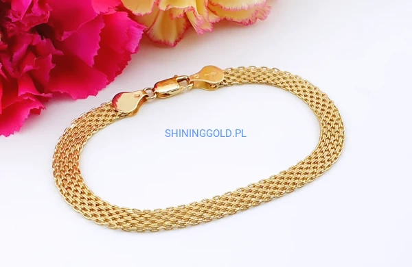 złota bransoletka 585 szeroka 19 cm