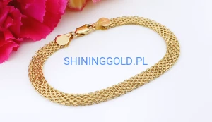 złota bransoletka 585 szeroka 19 cm