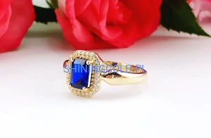 zloty pierscionek 585 niebieski kamien cyrkonie rozmiar 20