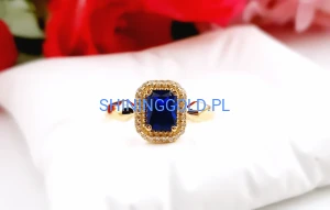 zloty pierscionek 585 niebieski kamien cyrkonie rozmiar 20