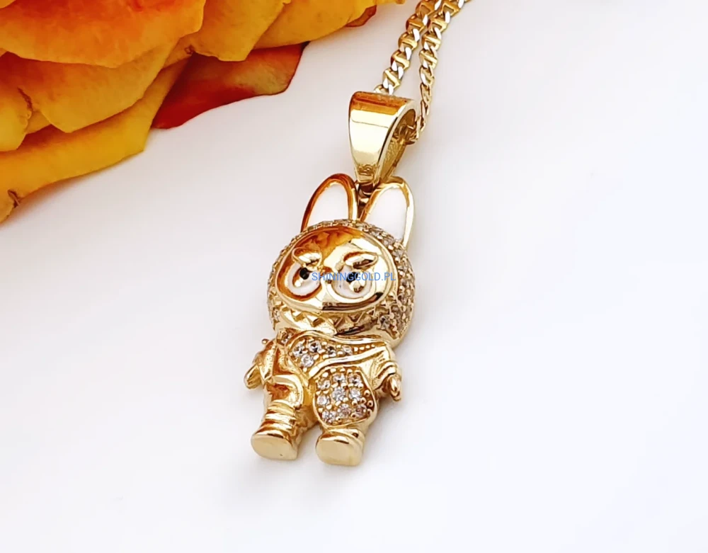 Złota zawieszka Labubu cyrkonie (311A)