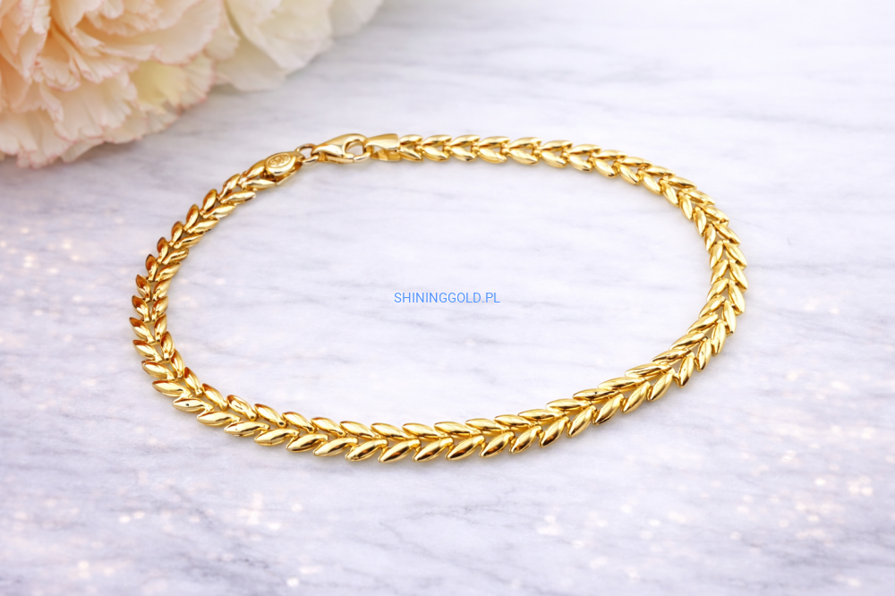 Złota bransoletka  – splot typu kłos (426A)