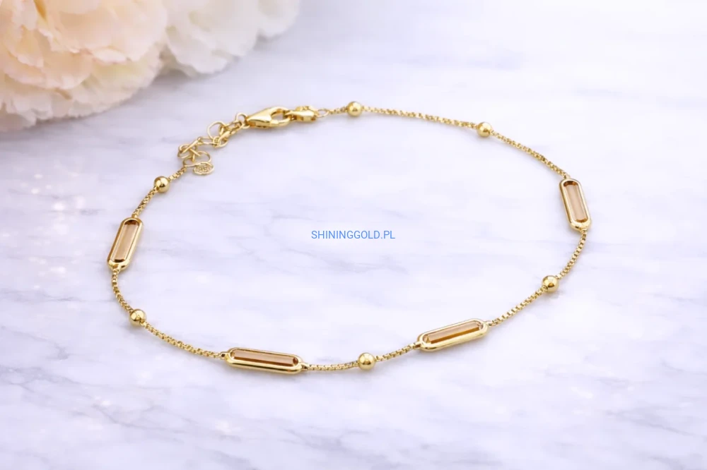 Złota bransoletka – delikatna, geometryczne elementy (428A)