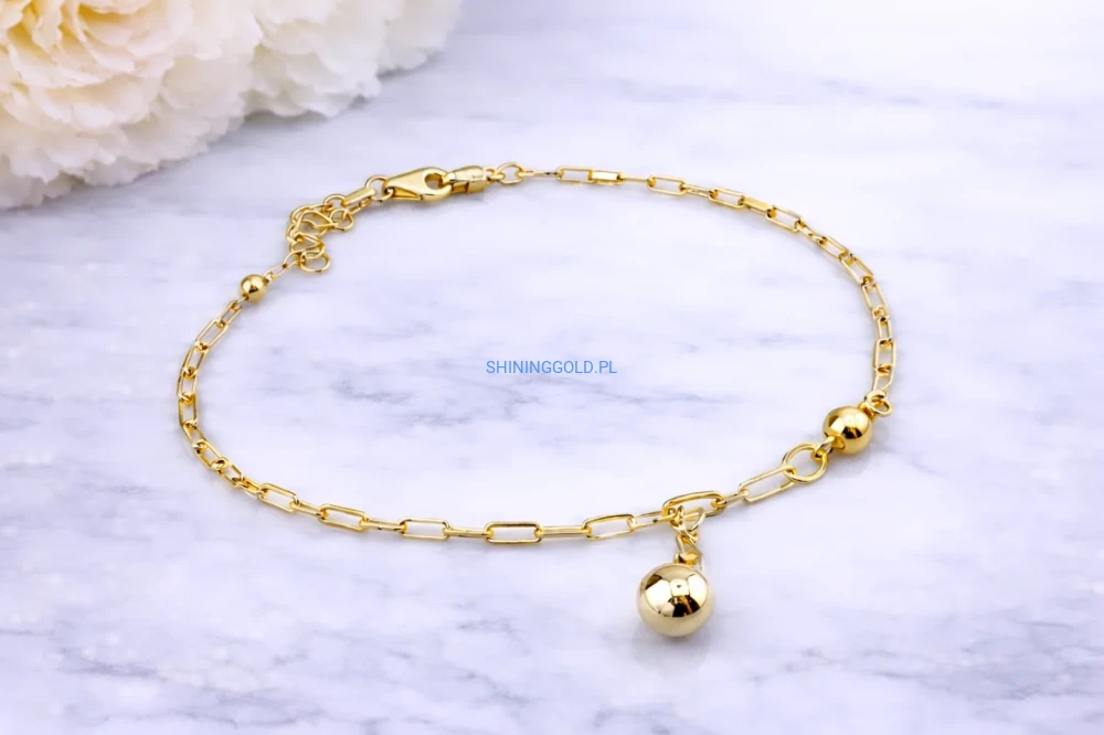 Złota bransoletka – delikatny łańcuszek z zawieszką (430A)